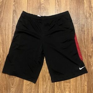 Nike Performance Shorts Boys Youth Medium Black Red Athletic‎ Elastic Waist Gym